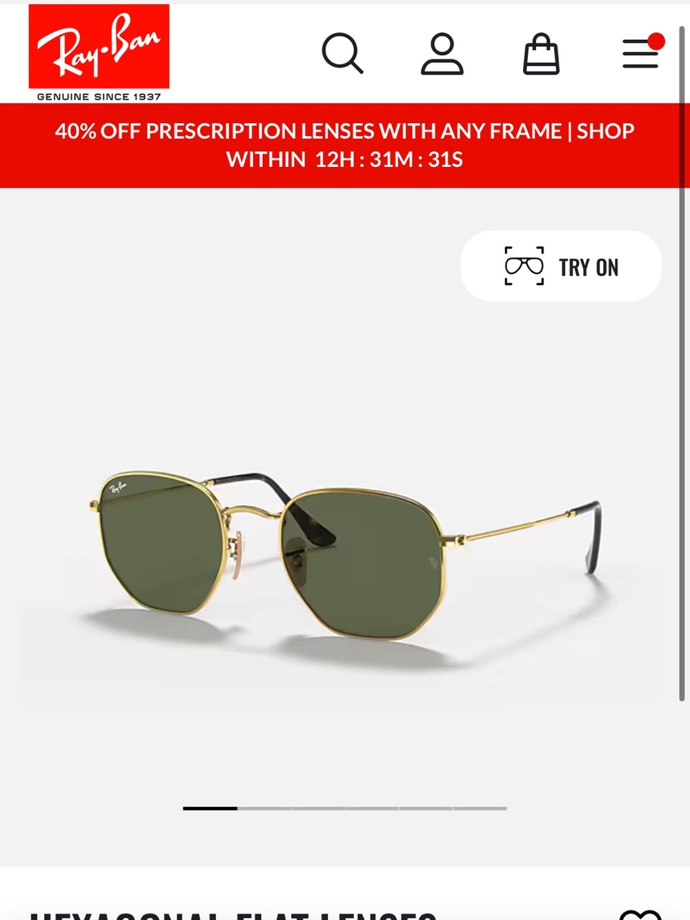 Ray-Ban HEXAGONAL FLAT LENSES sunglasses